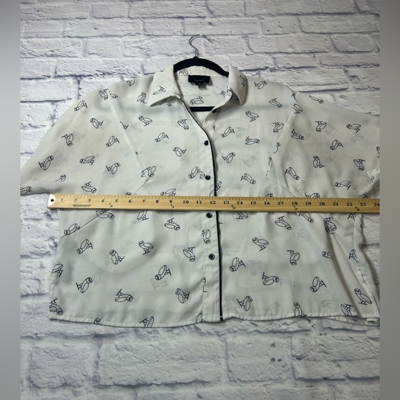 Lumiere White Sheer Shirt with Black Owl Design. Size Small. Whimsigoth. - Picture 5 of 8